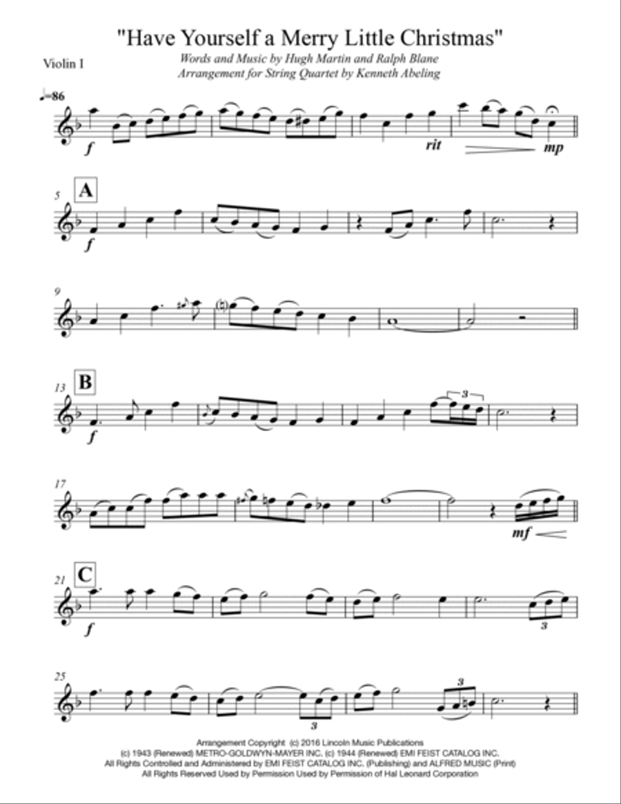 Have Yourself A Merry Little Christmas from MEET ME IN ST. LOUIS String Quartet scores gallery preview page 5
