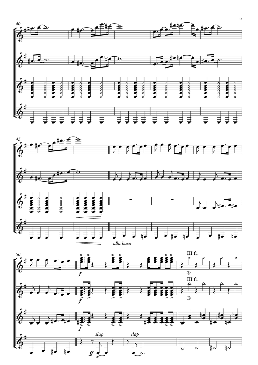 James Bond Theme - Score Only Guitar Ensemble scores gallery preview page 5