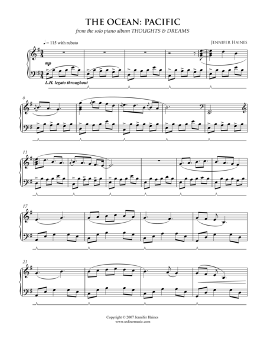The Ocean: Pacific Piano Solo scores gallery preview page 1