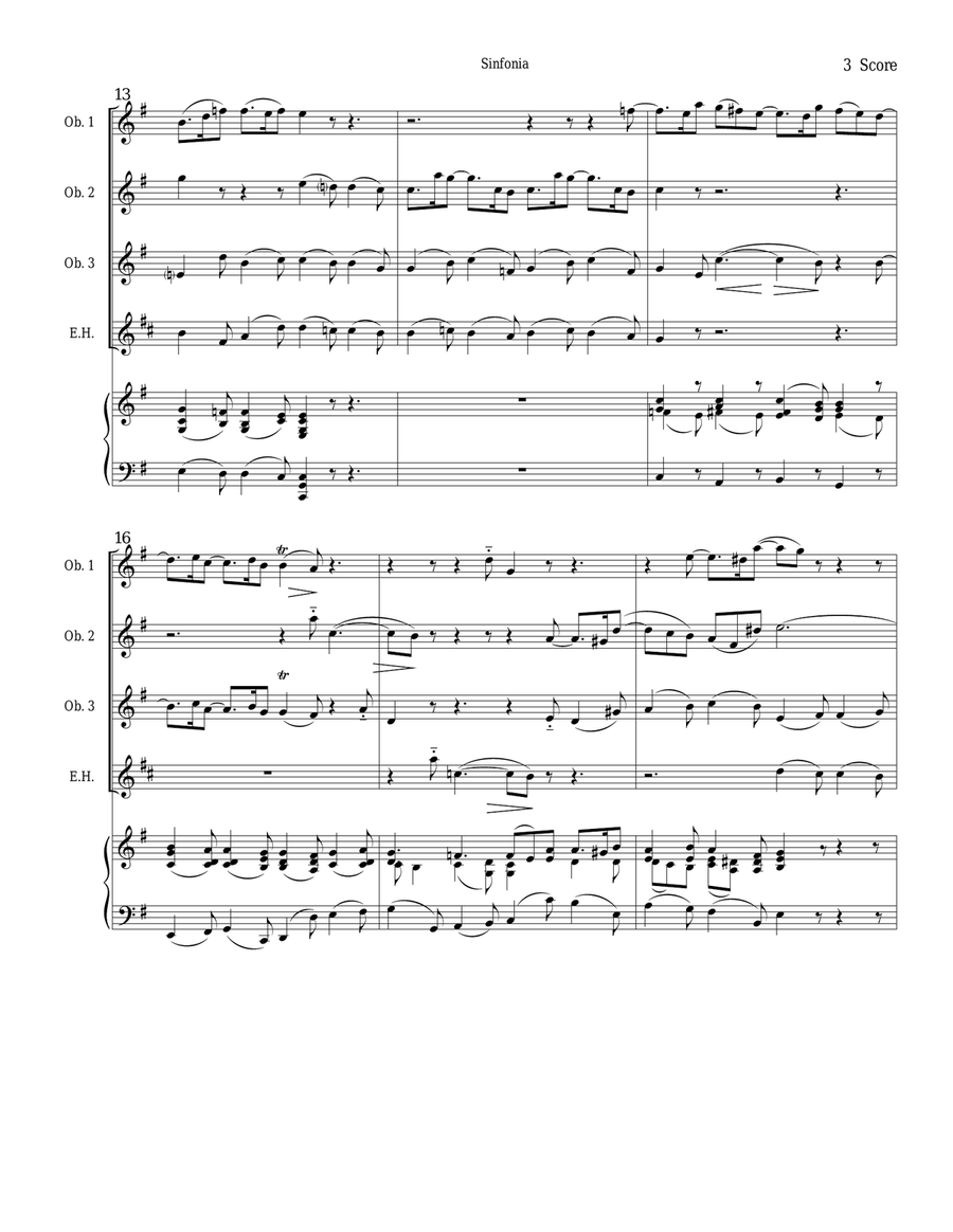 Sinfonia from Bach's Christmas Oratorio for oboe quartet Woodwind Quartet scores gallery preview page 3