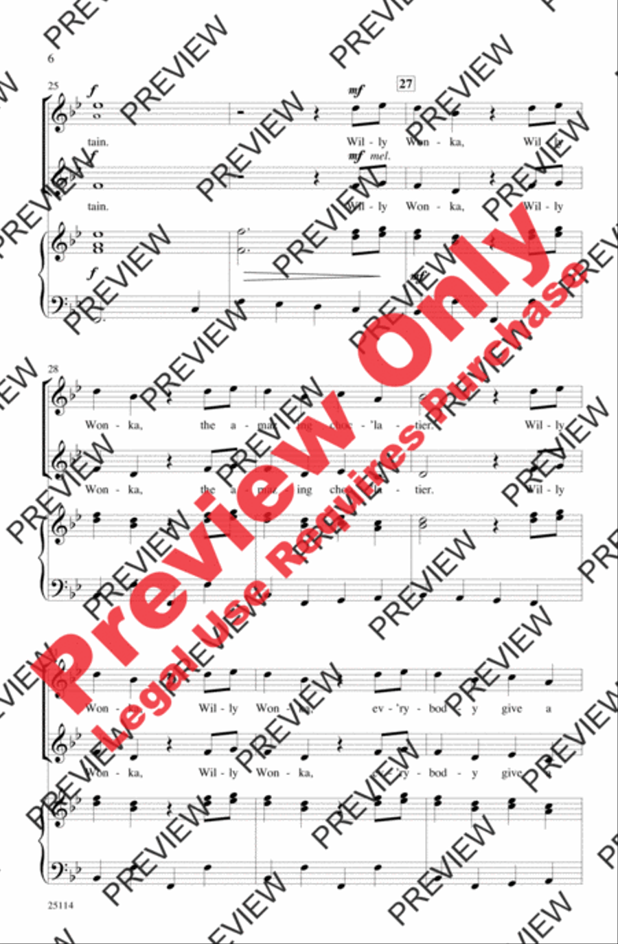 Wonka's Welcome Song 2-Part scores gallery preview page 5