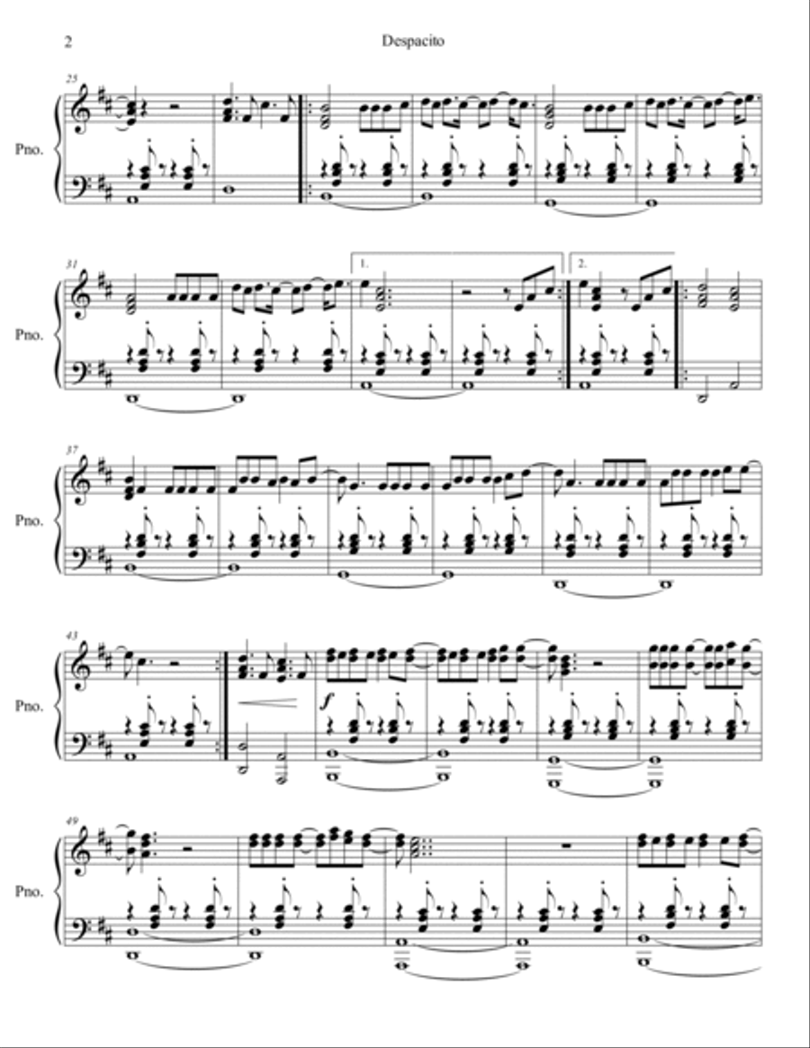 Despacito Piano Solo scores gallery preview page 3