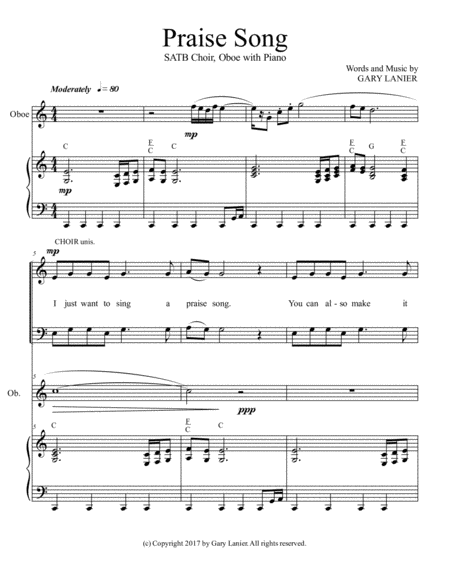 PRAISE SONG (SATB Choir, Oboe with Piano) image number null
