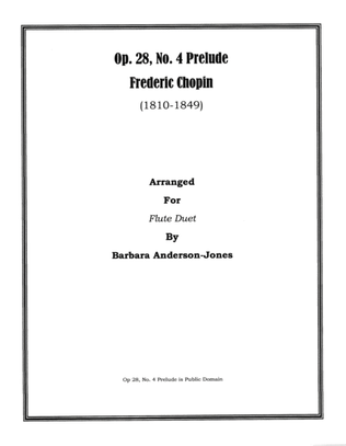 Book cover for Op 28 No 4 Prelude (Flute Duet)