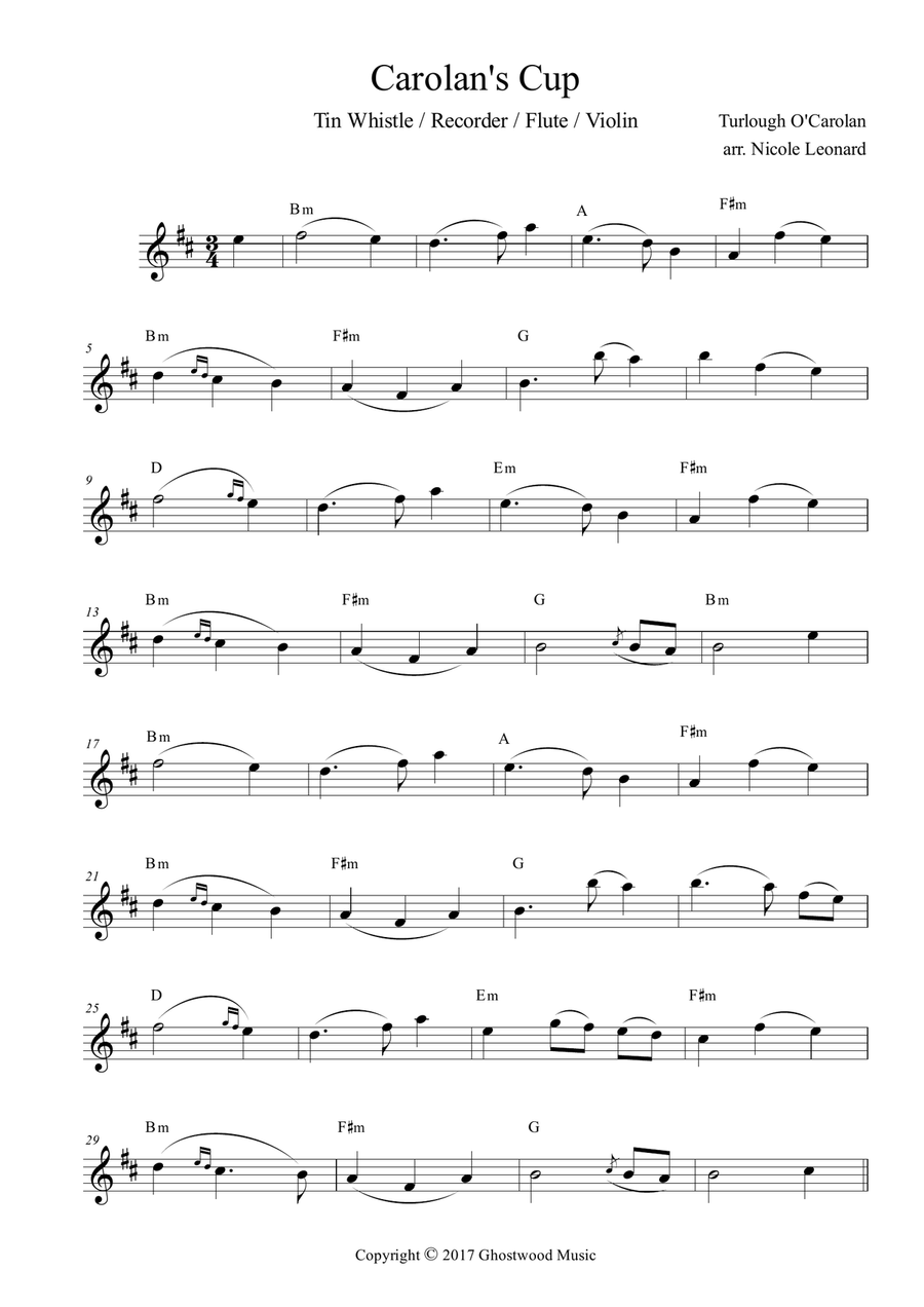 Carolan's Cup (melody with chords) Small Ensemble scores gallery preview page 1