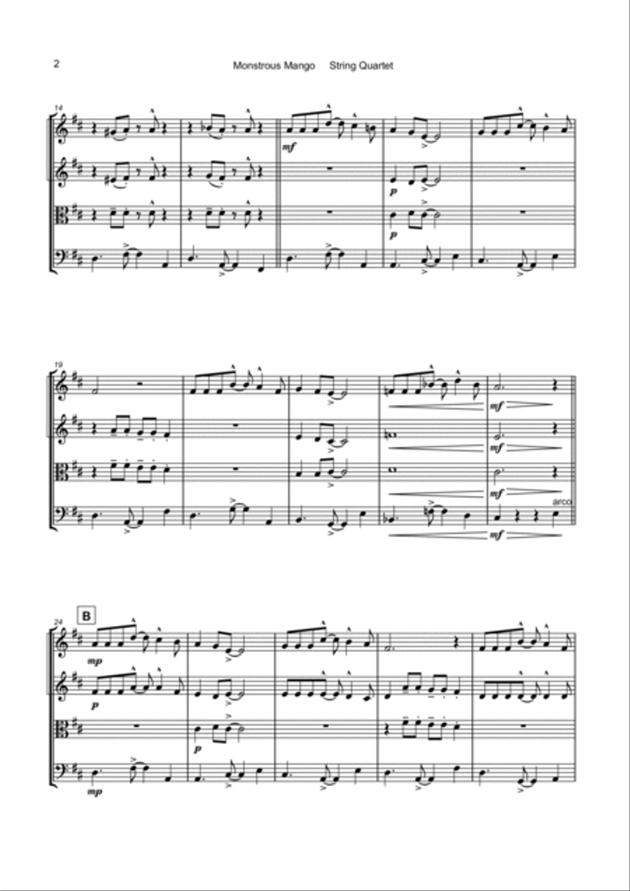 Monstrous Mango for String Quartet String Quartet scores gallery preview page 3