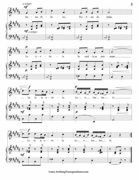 Jeunes fillettes (in 3 medium keys: G-sharp, G, F-sharp minor)