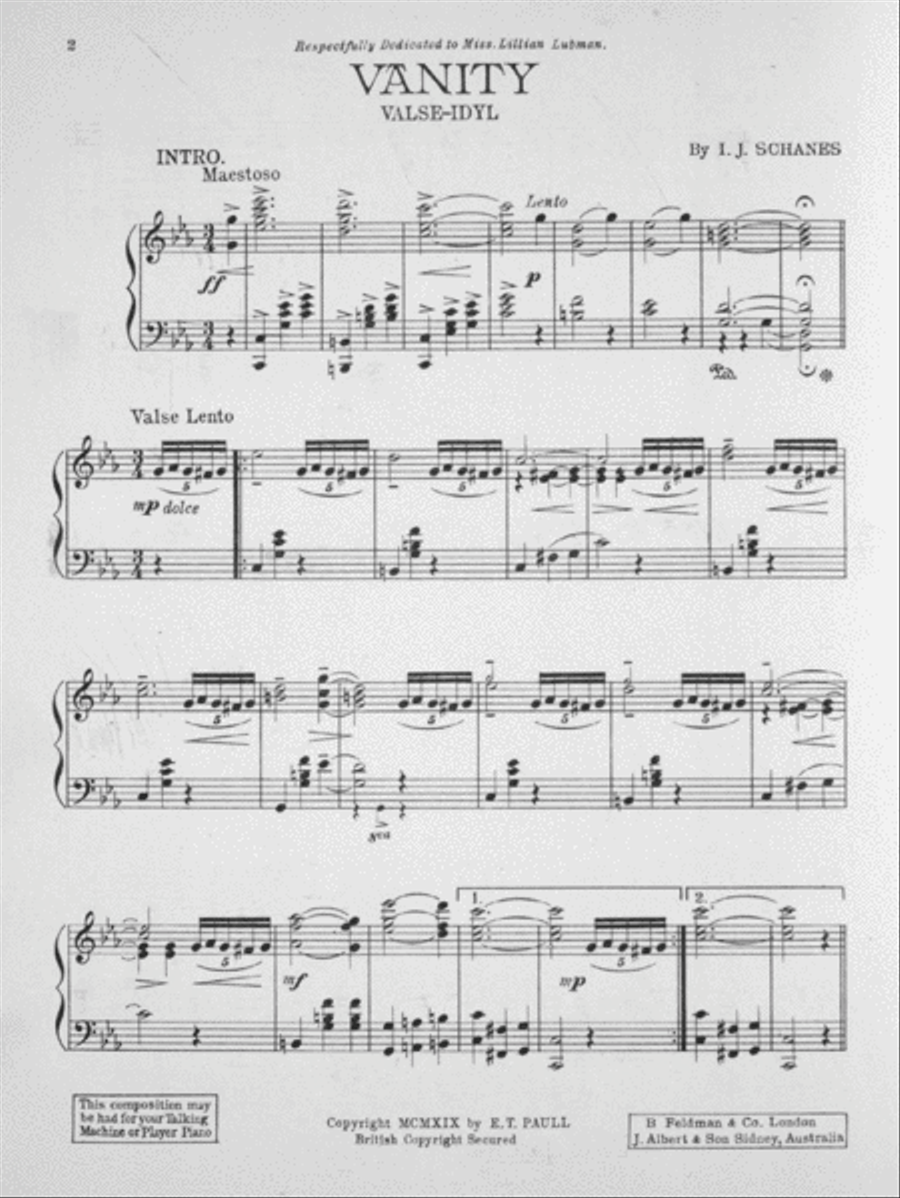 Vanity. Valse-idyl Piano Solo scores gallery preview page 2