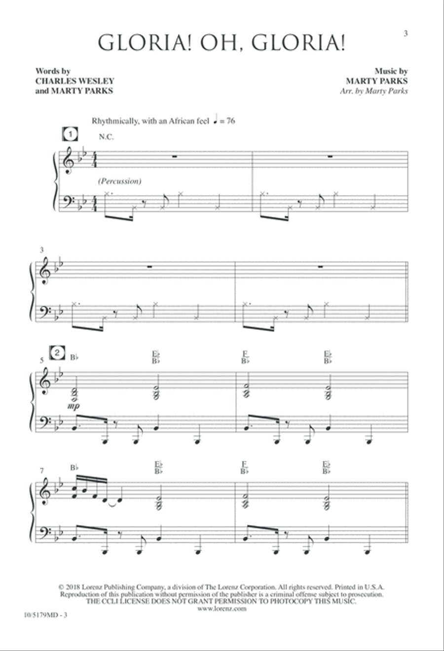 Gloria! Oh, Gloria! 4-Part scores gallery preview page 3