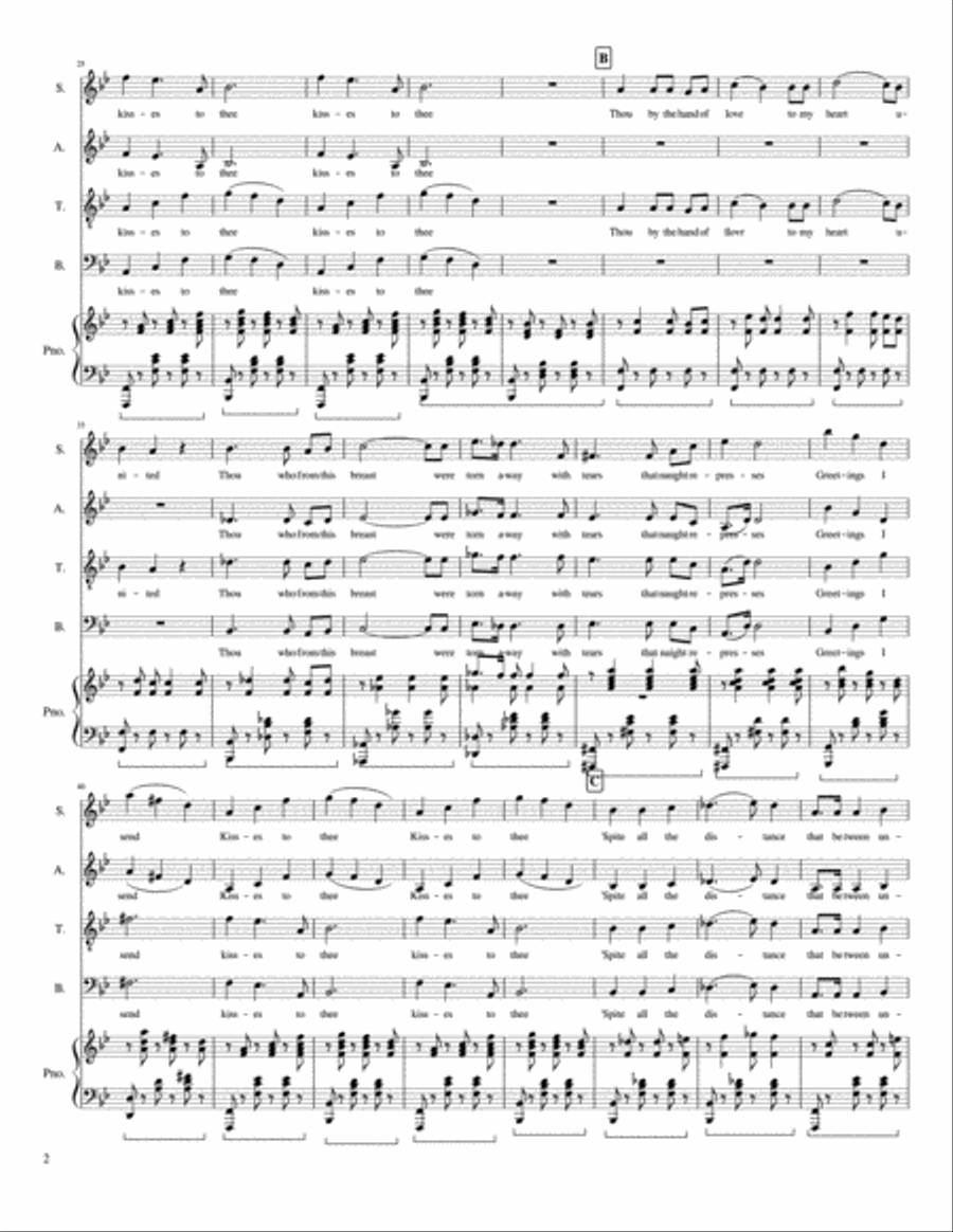 Sei Mir Gegrusst with English lyrics and piano accompaniment 4-Part scores gallery preview page 3