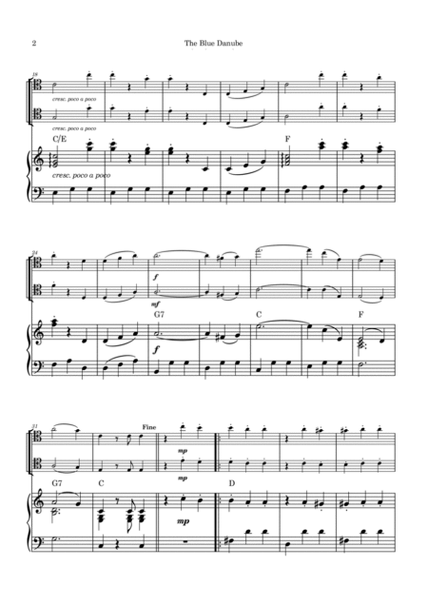 The Blue Danube - Cello Duet with Piano and Chord Notations image number null