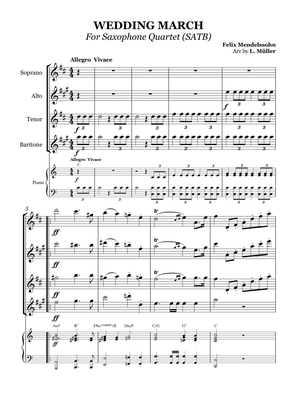 Wedding March - For Saxophone Quartet (SATB) and piano - With chords