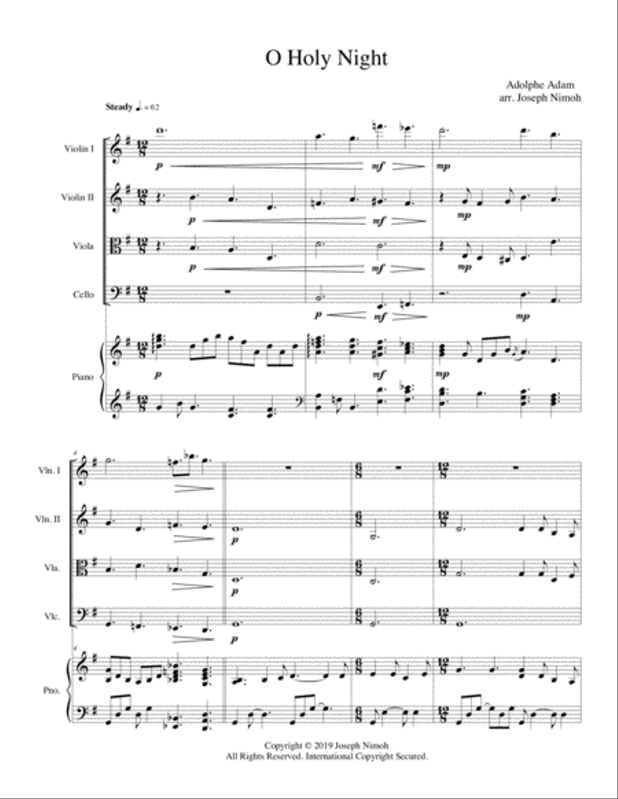 O Holy Night - Score & All Parts Piano Quintet scores gallery preview page 1
