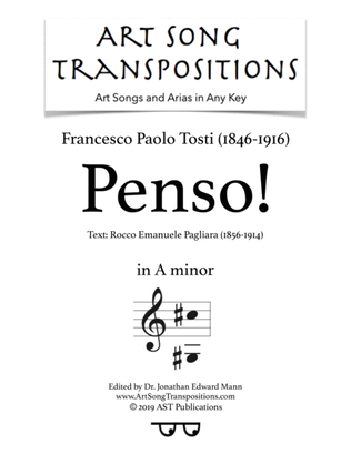 Book cover for TOSTI: Penso (transposed to A minor)