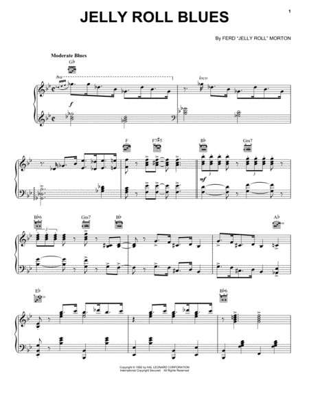 Jelly Roll Blues by Jelly Roll Morton Piano, Vocal, Guitar - Digital Sheet Music