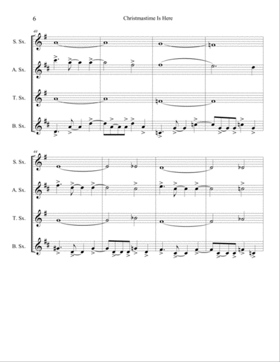 Christmas Time Is Here Woodwind Quartet scores gallery preview page 6