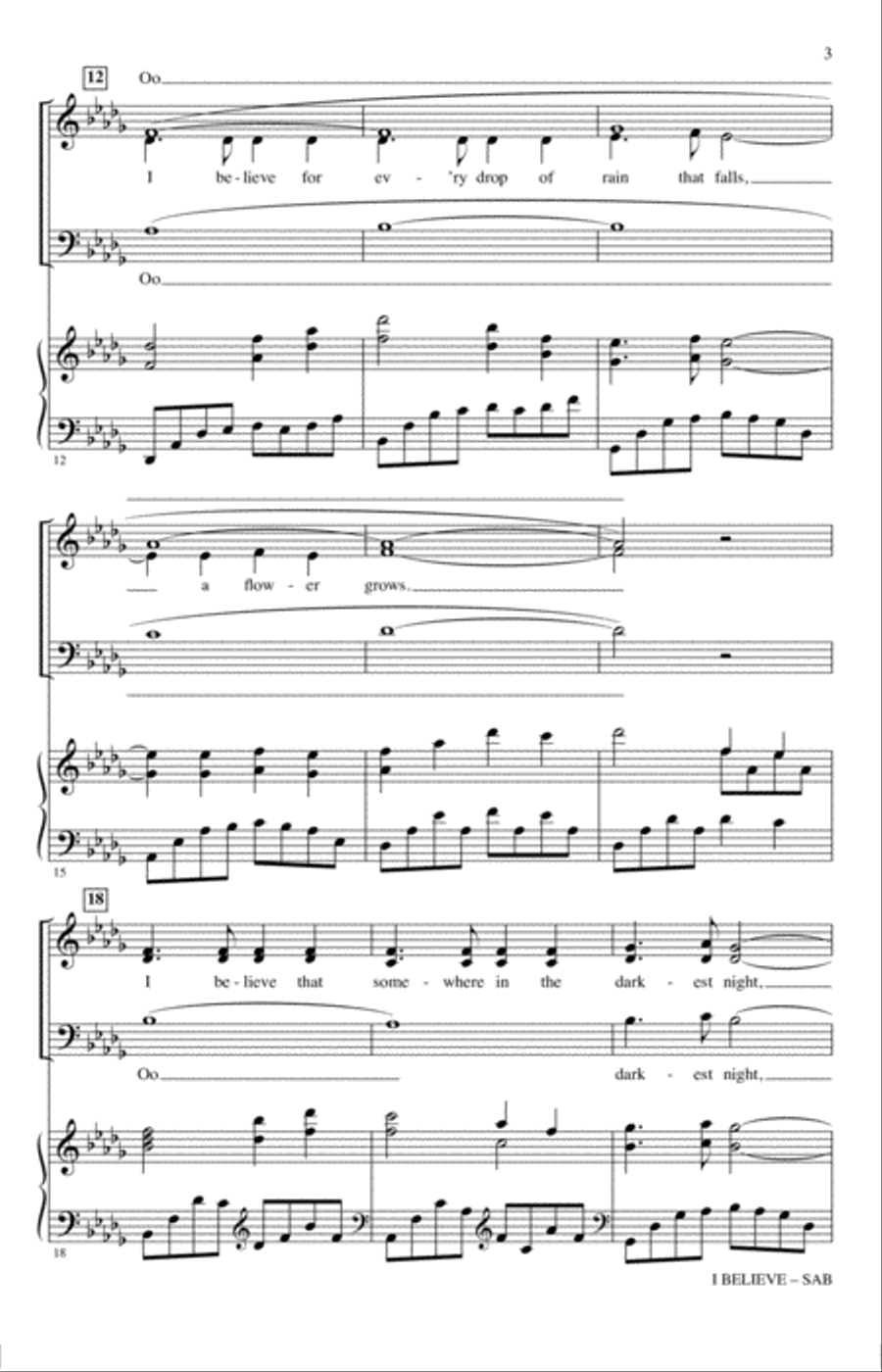 I Believe I Believe 3-Part scores gallery preview page 2