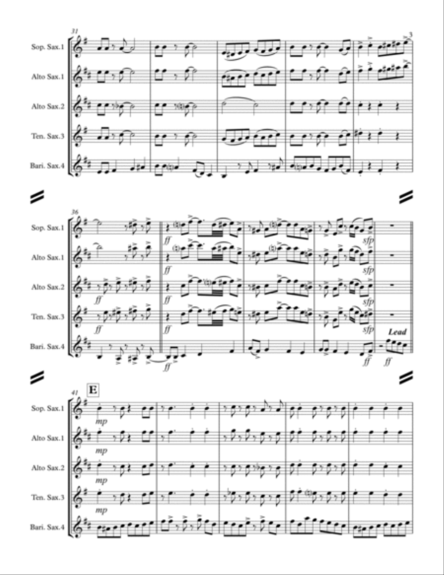 Joshua Fought the Battle of Jericho (for Saxophone Quartet SATB or AATB) Saxophone Quartet scores gallery preview page 4