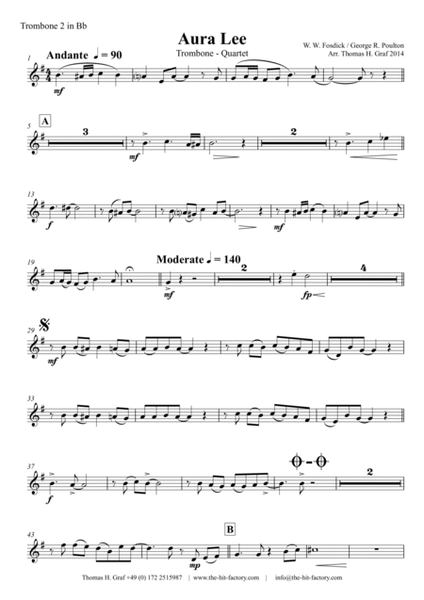 Aura Lee - Love me tender - Elvis - Trombone Quartet image number null