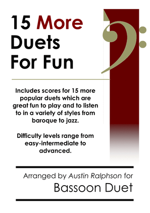 Book cover for 15 More Bassoon Duets for Fun (popular classics volume 2) - various levels
