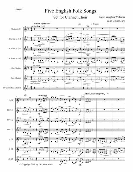 5 English Folk Songs for Clarinet Choir image number null