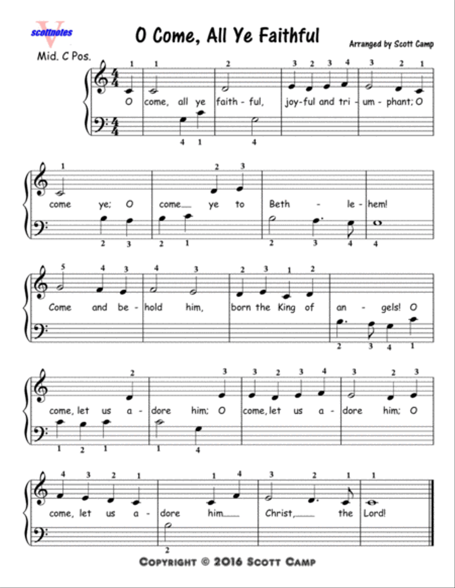 O Come, All Ye Faithful (First Year Piano Students) Piano Method scores gallery preview page 1