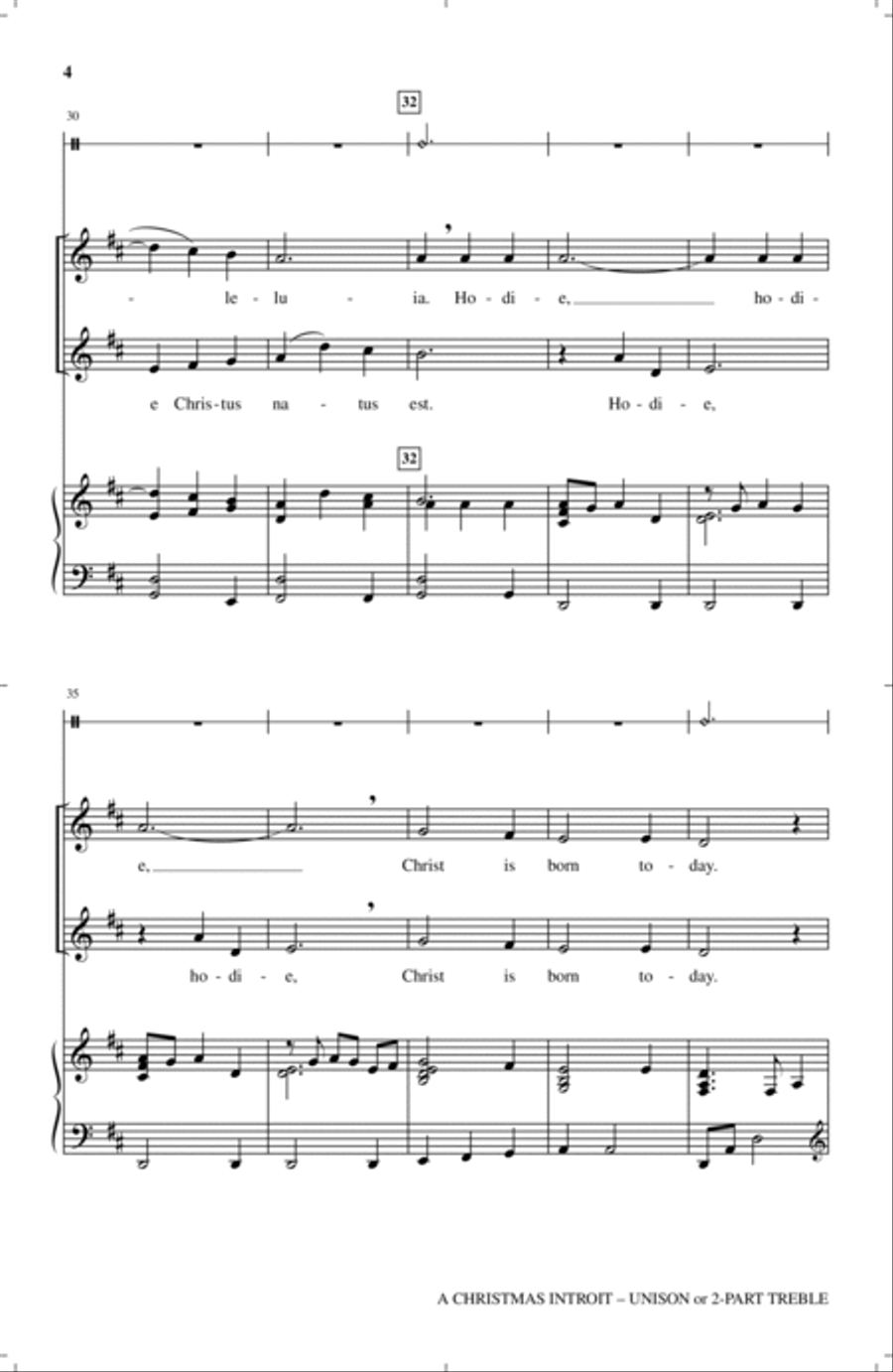 A Christmas Introit (Hodie Christus Natus Est) 2-Part scores gallery preview page 3