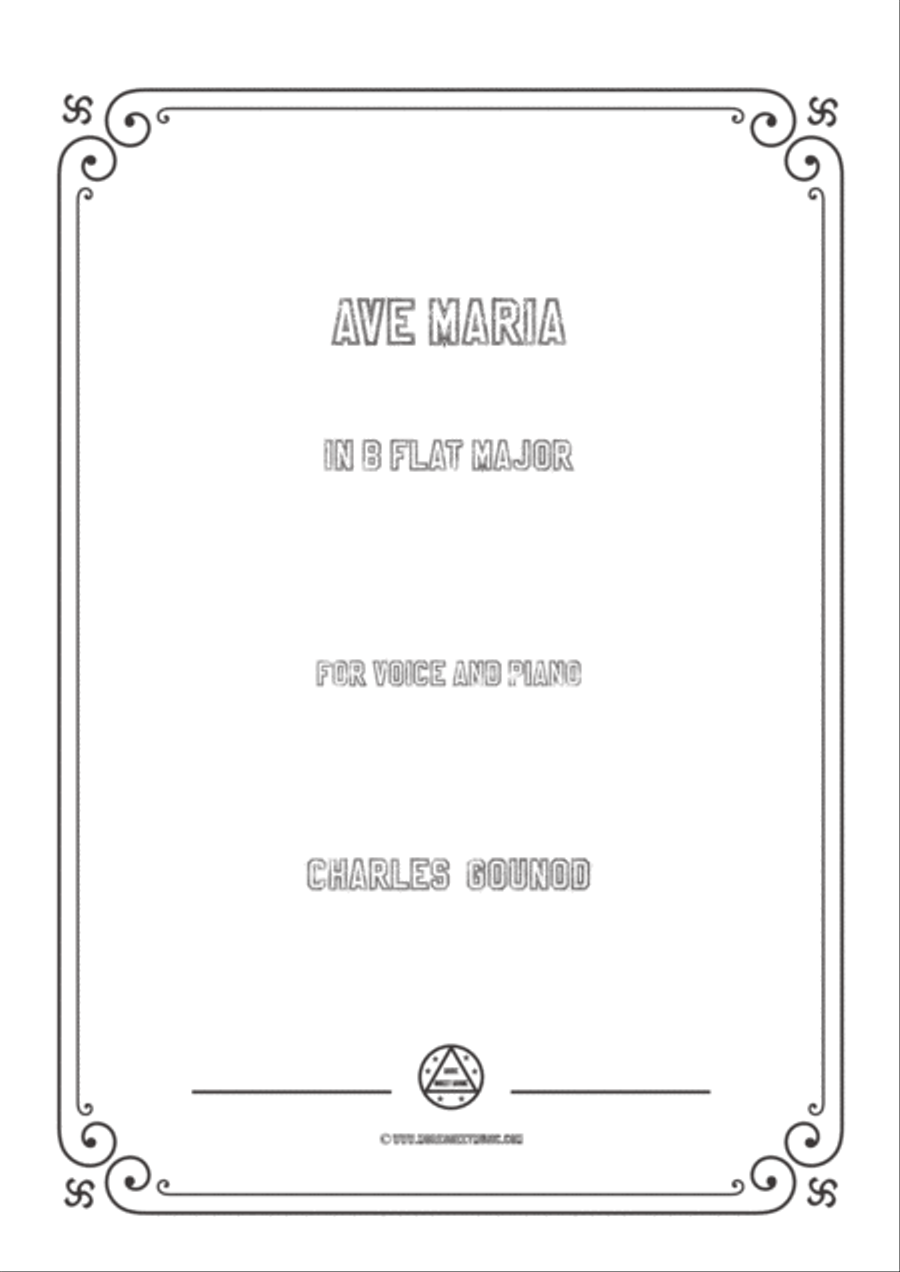 Gounod-Ave Maria in B flat Major,for Voice and Piano Voice Solo scores gallery preview page 1