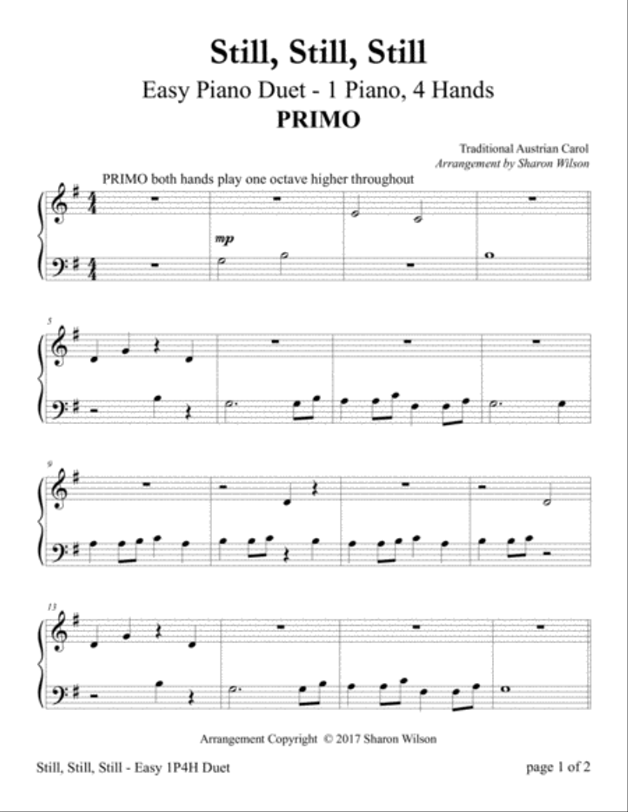 Still, Still, Still (Easy Piano Duet; 1 Piano, 4 Hands) Easy Piano scores gallery preview page 2