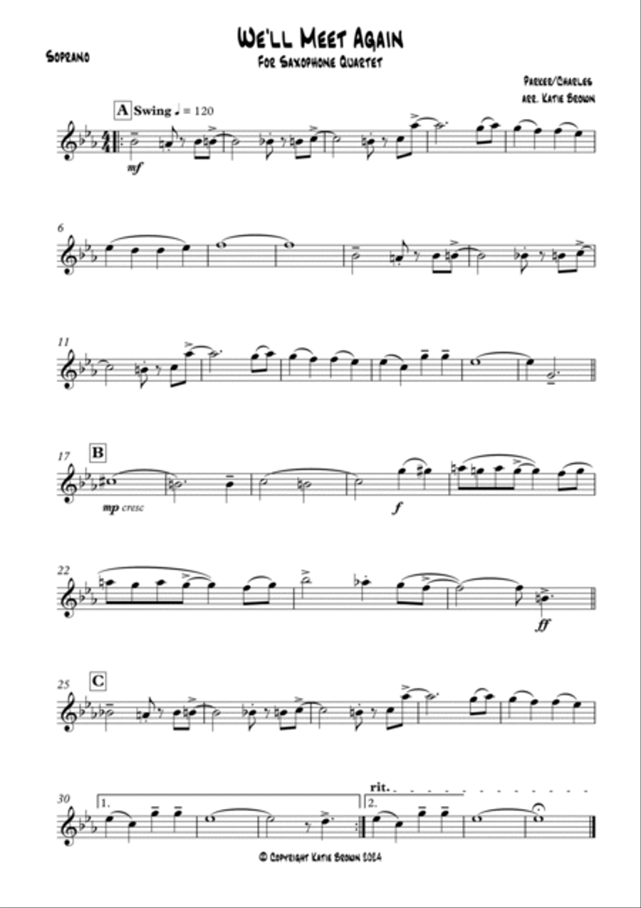 We'll Meet Again We'll Meet Again Saxophone Quartet scores gallery preview page 4
