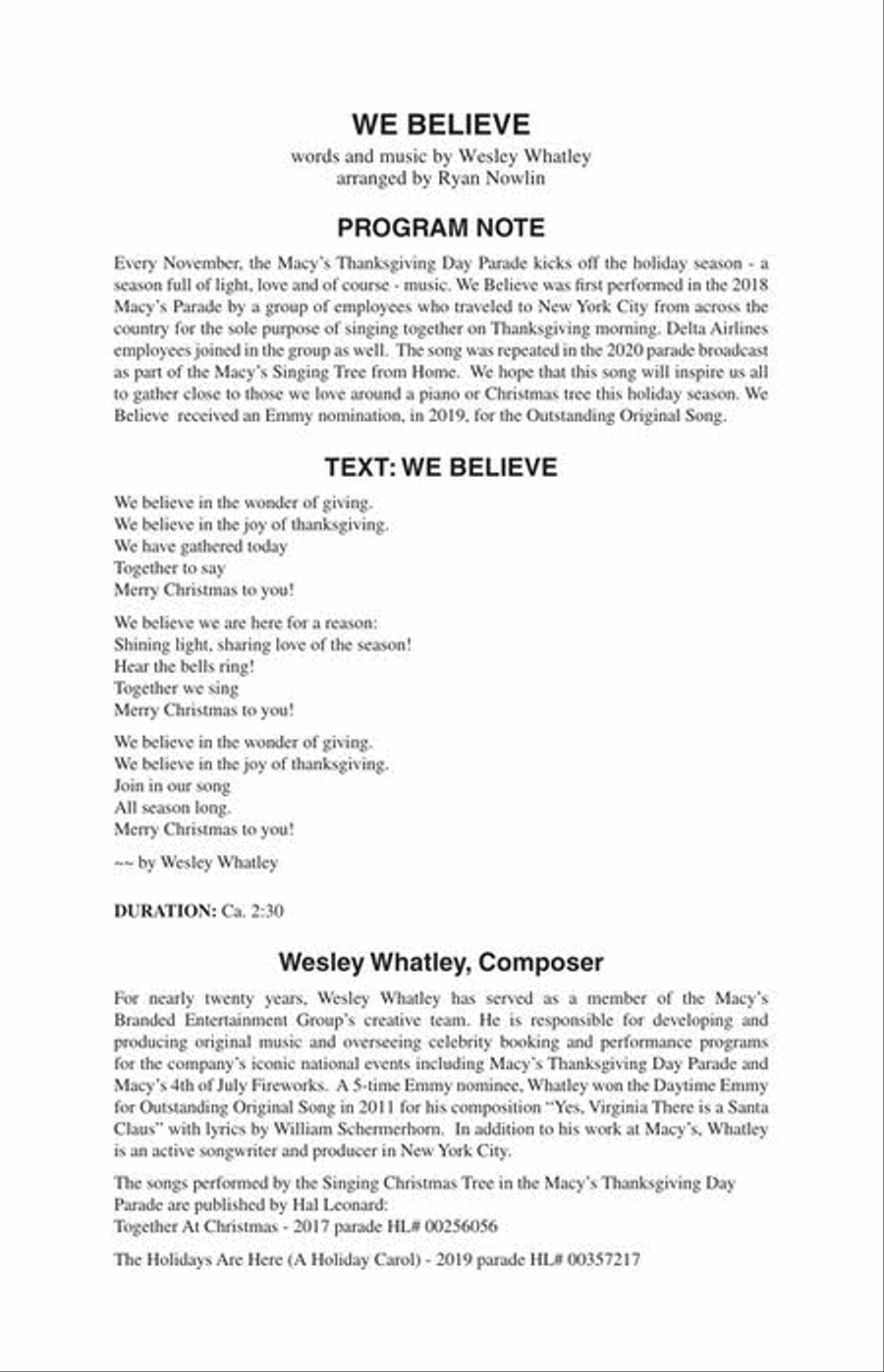 We Believe 4-Part scores gallery preview page 3
