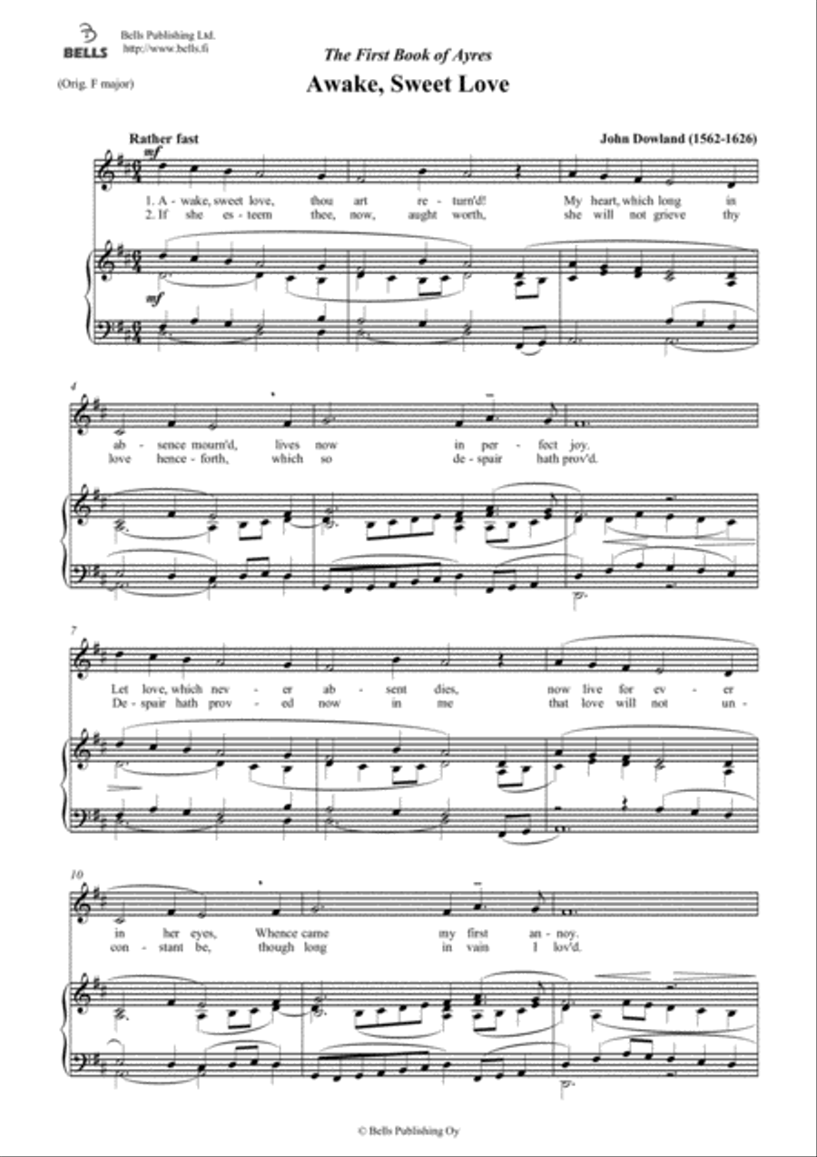 Awake, Sweet Love (D Major) Voice Solo scores gallery preview page 1