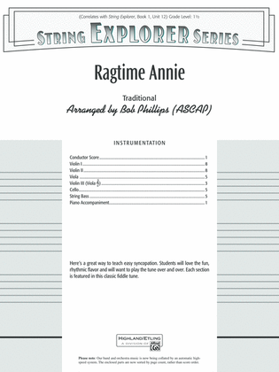 Book cover for Ragtime Annie: Score