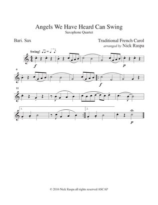 Book cover for Angels We Have Heard Can Swing (easy sax quartet AATB) Bari Sax part
