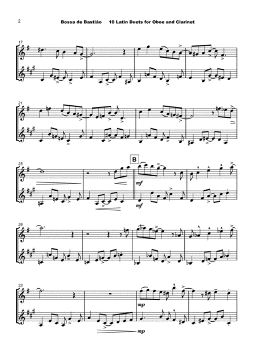 10 Latin Duets, for Oboe and Clarinet Woodwind Duet scores gallery preview page 4