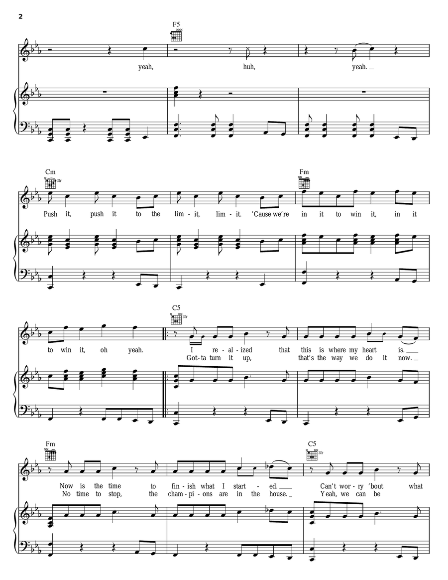 Push It To The Limit Push It To The Limit Piano, Vocal, Guitar scores gallery preview page 2