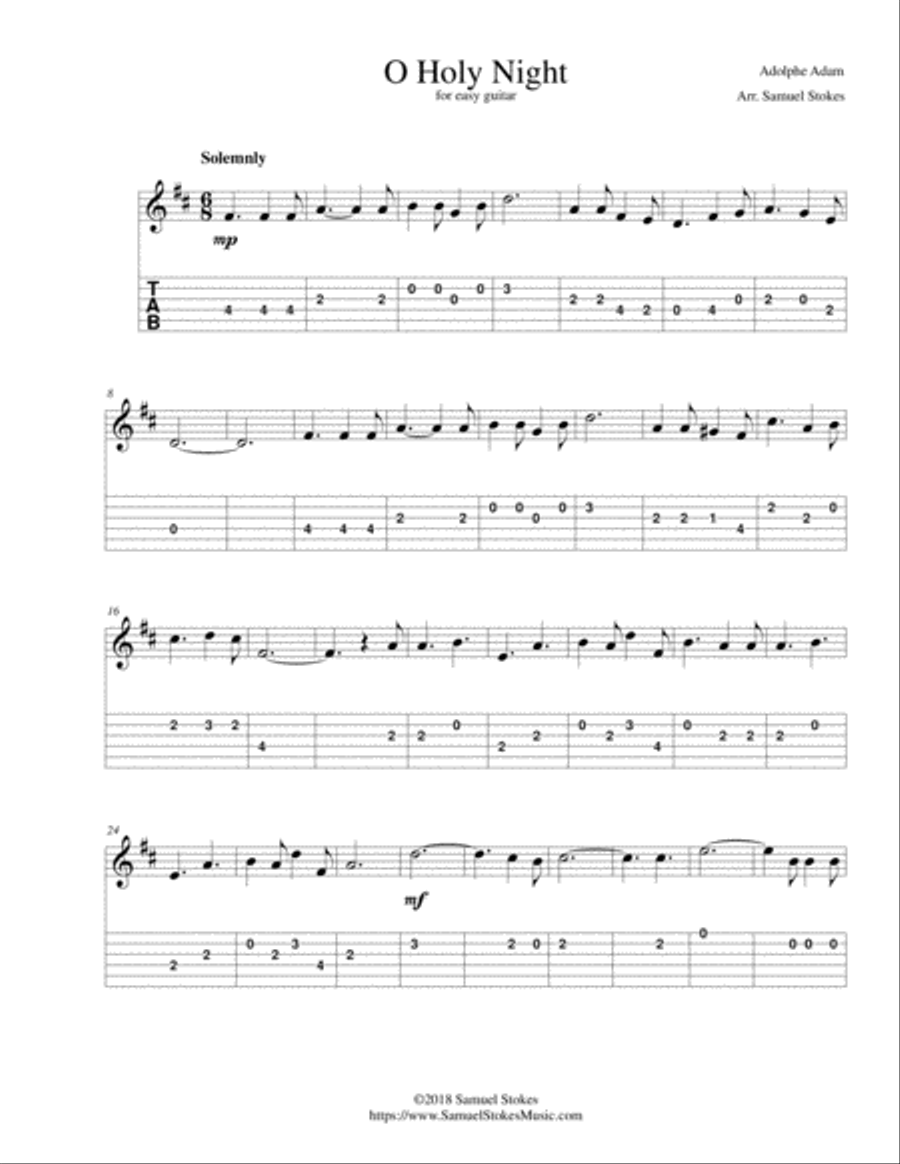 O holy night classical guitar best sale