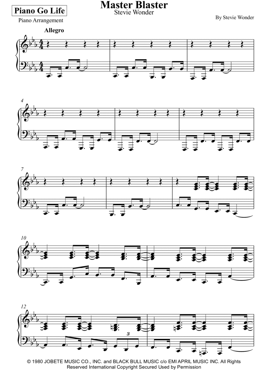 Master Blaster Piano Solo scores gallery preview page 1
