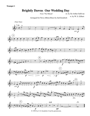 Book cover for ""Brightly Dawns Our Wedding Day" for brass quintet