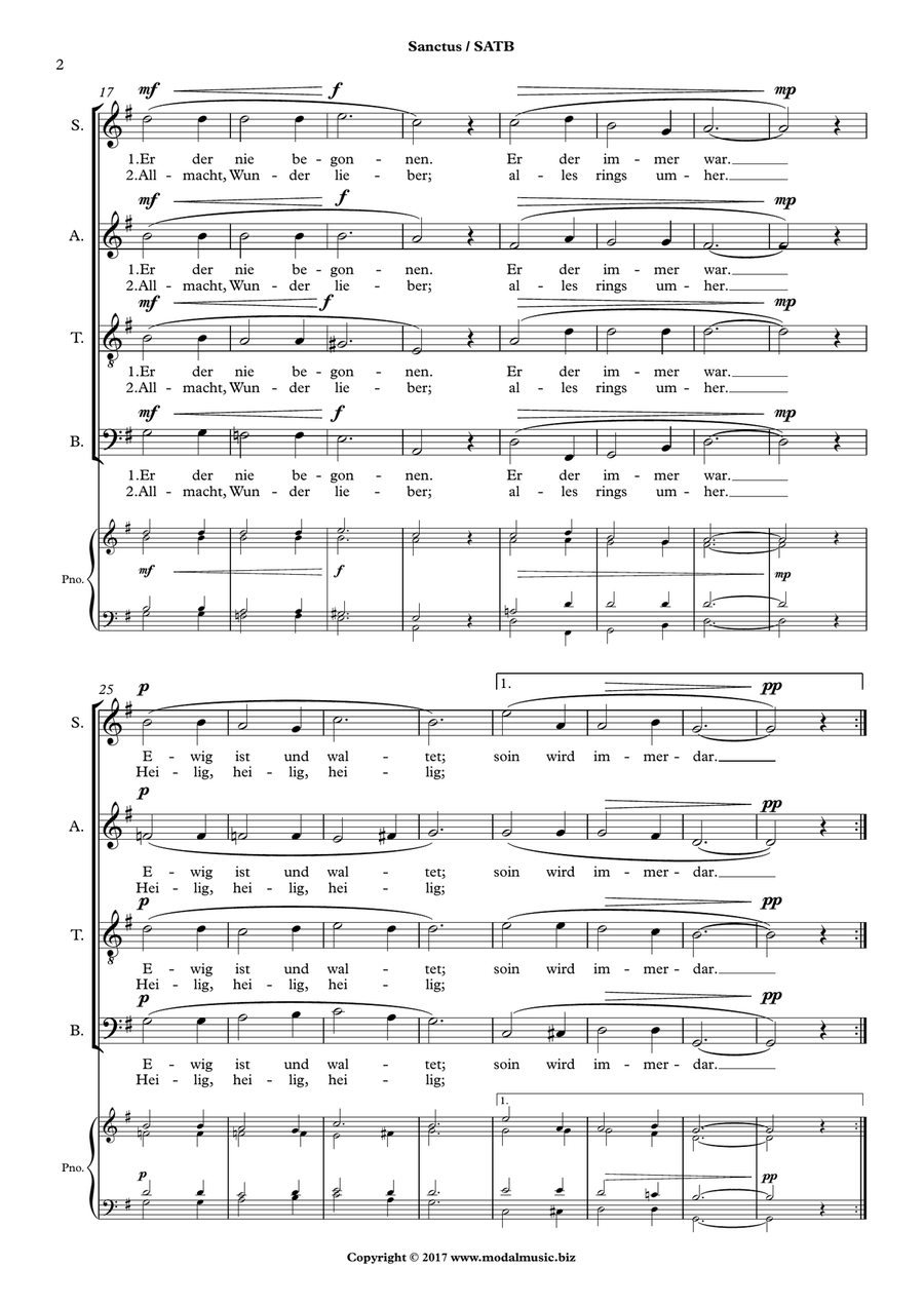 Sanctus (SATB) 4-Part scores gallery preview page 2