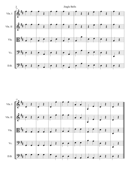 Jingle Bells. Easy. Open strings and first finger. Score & parts image number null