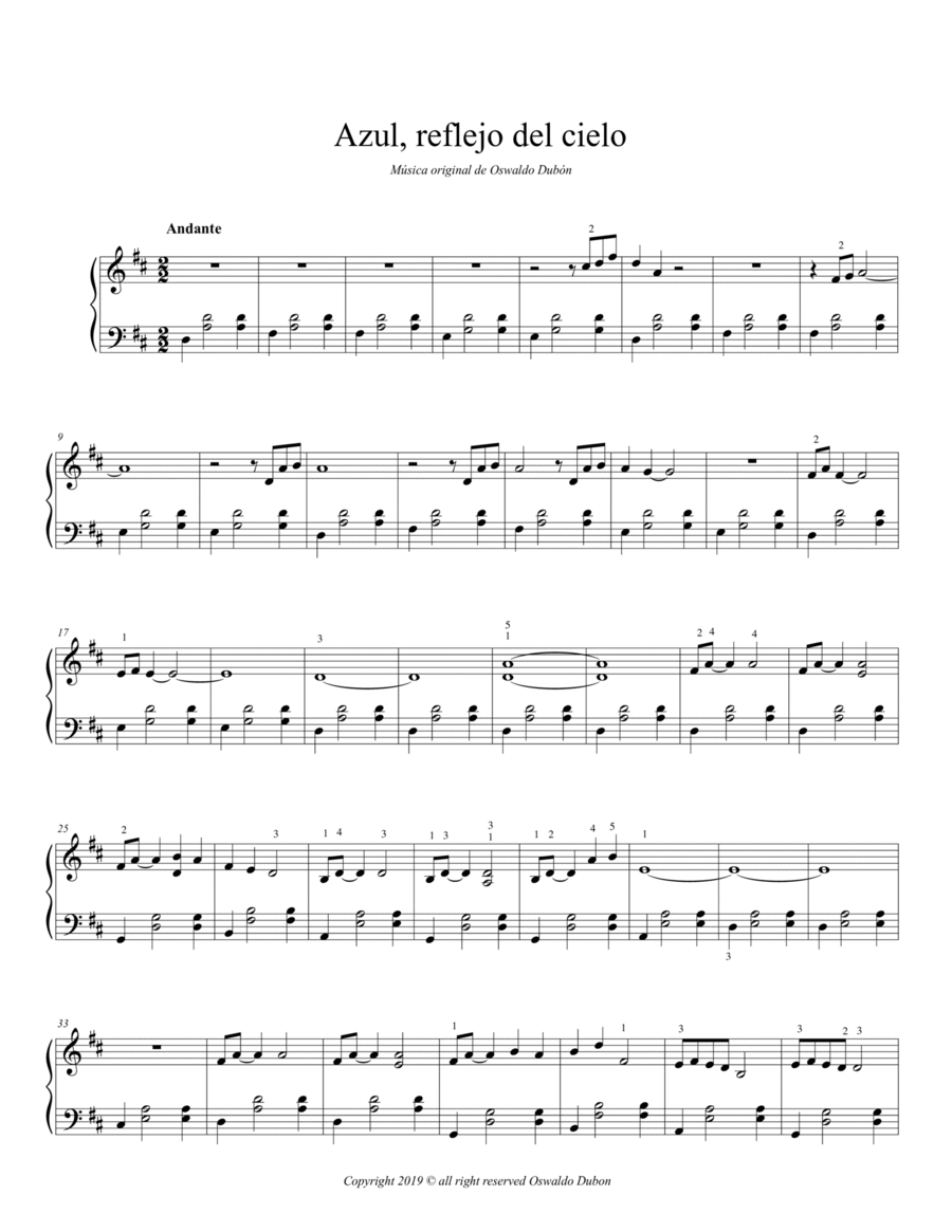 Azul, reflejo del cielo Piano Solo scores gallery preview page 1