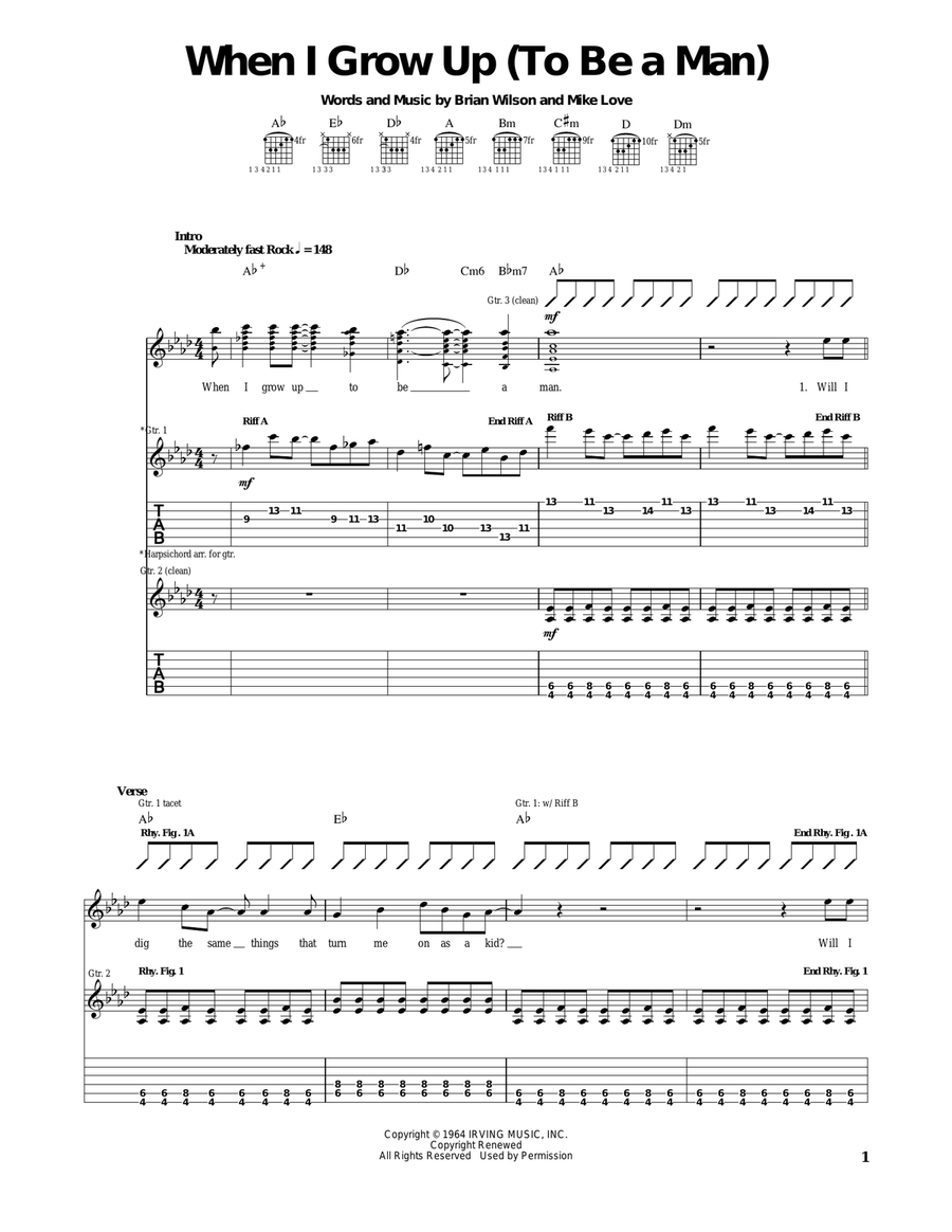 When I Grow Up (To Be A Man) Acoustic Guitar scores gallery preview page 1