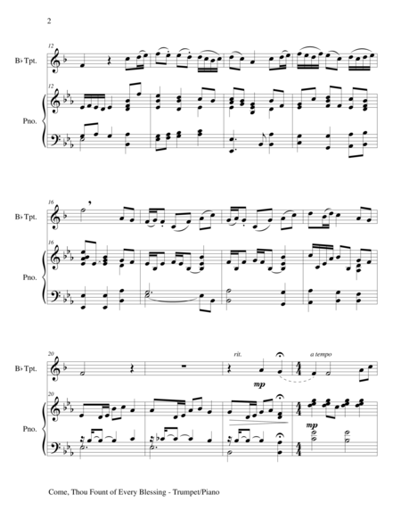 COME, THOU FOUNT OF EVERY BLESSING (Bb Trumpet/Piano and Trumpet Part) image number null