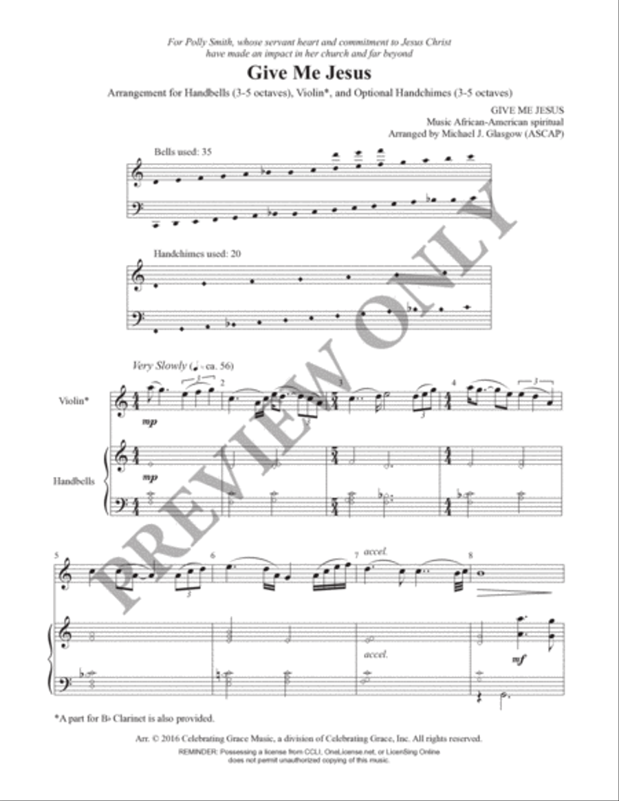Give Me Jesus (Handbell Part) Handbell Choir scores gallery preview page 2