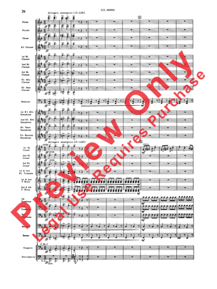 Third Suite (I. March, II. Waltz, III. Rondo) Concert Band scores gallery preview page 28