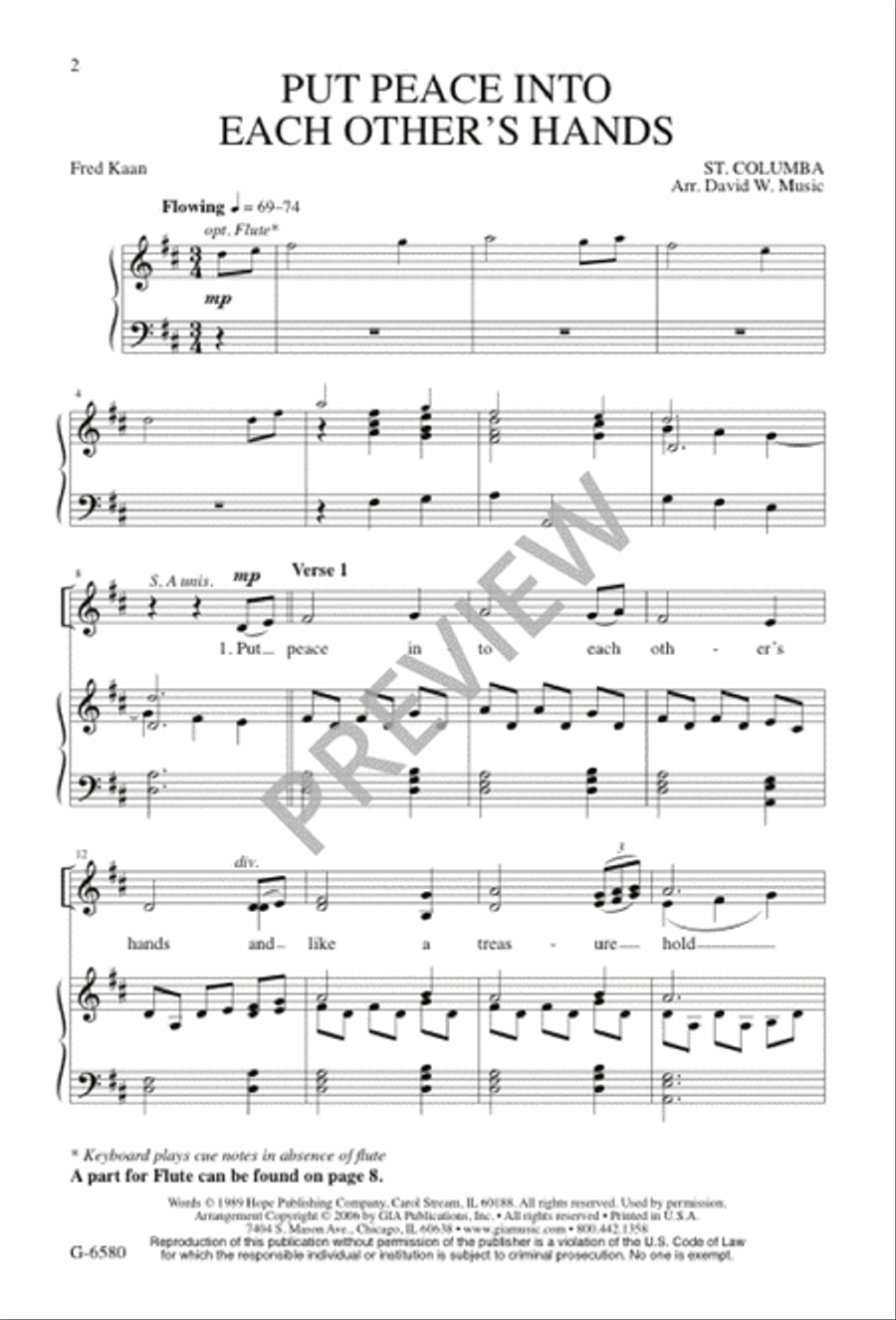 Put Peace into Each Other's Hands 4-Part scores gallery preview page 2