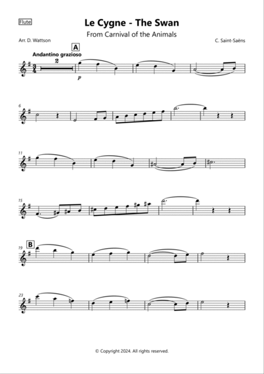 The Swan for Flute and Piano Chamber Music scores gallery preview page 6