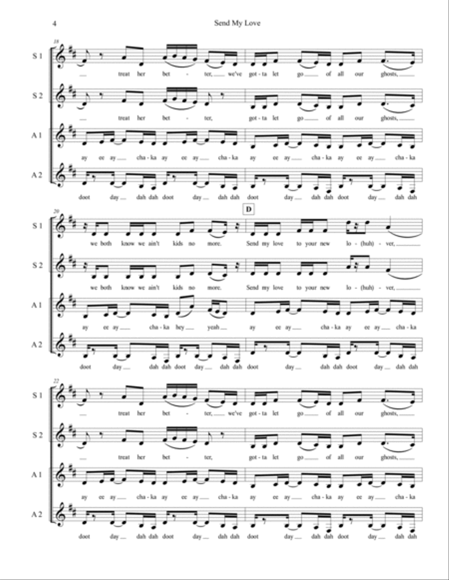 Send My Love (to Your New Lover) SSAA scores gallery preview page 4