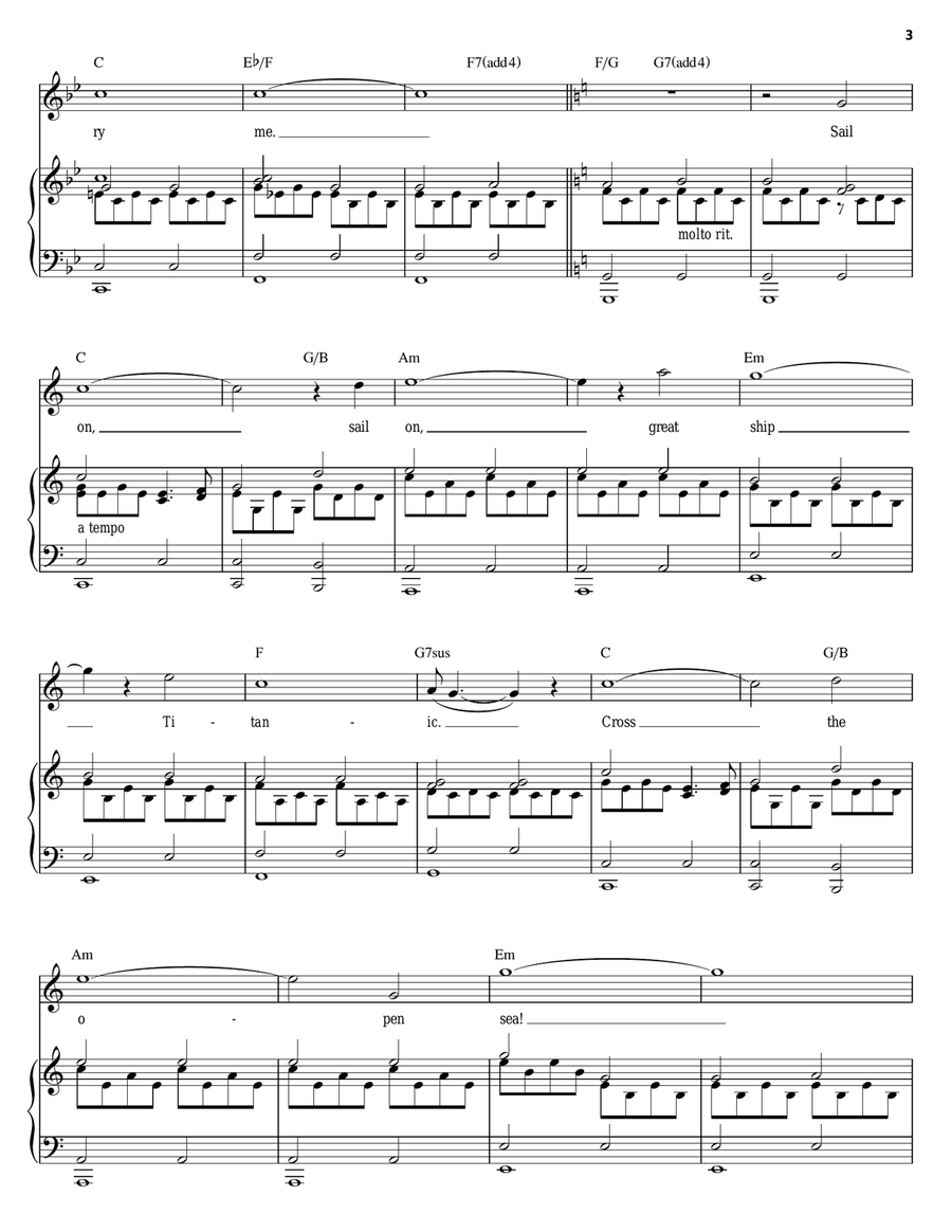 Godspeed Titanic (Sail On) Piano, Vocal, Guitar scores gallery preview page 3